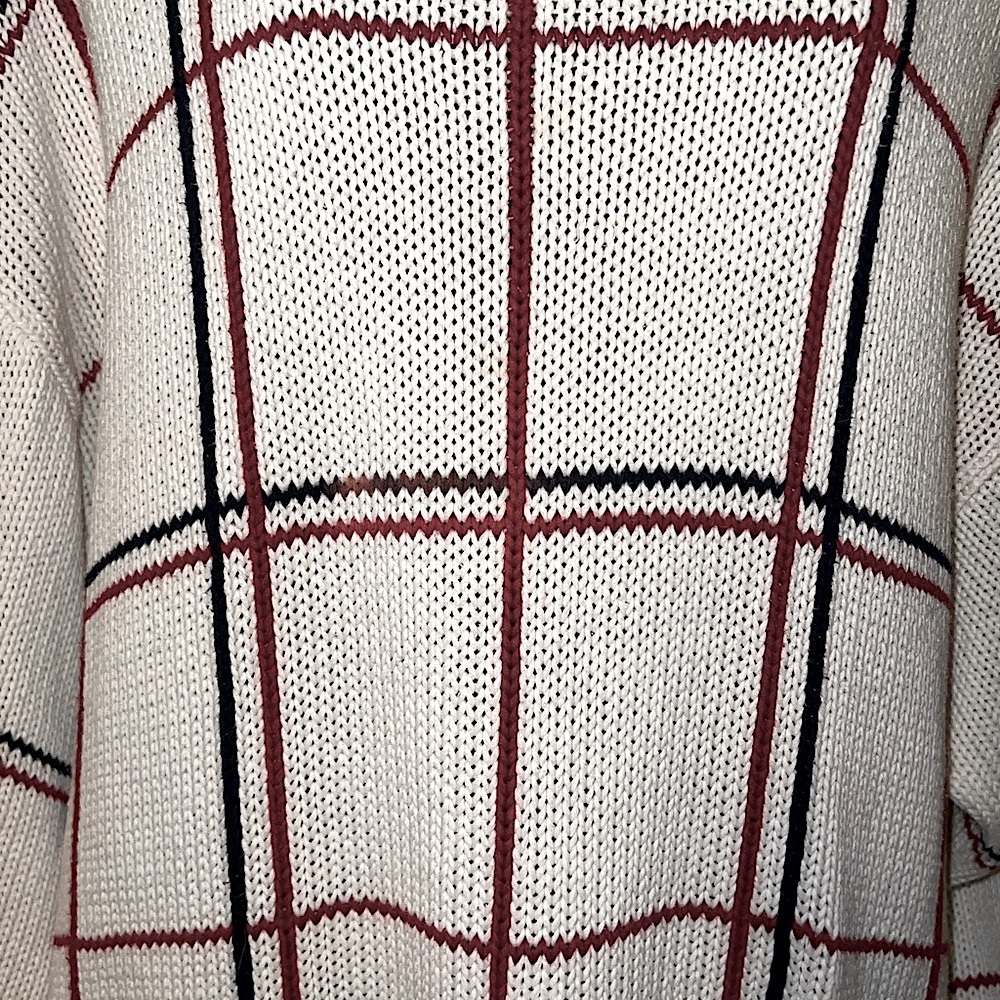 Izod 90s Preppy Vintage White Stripe Crewneck Classic Long Sleeve Sweater Size L - Picture 9 of 14